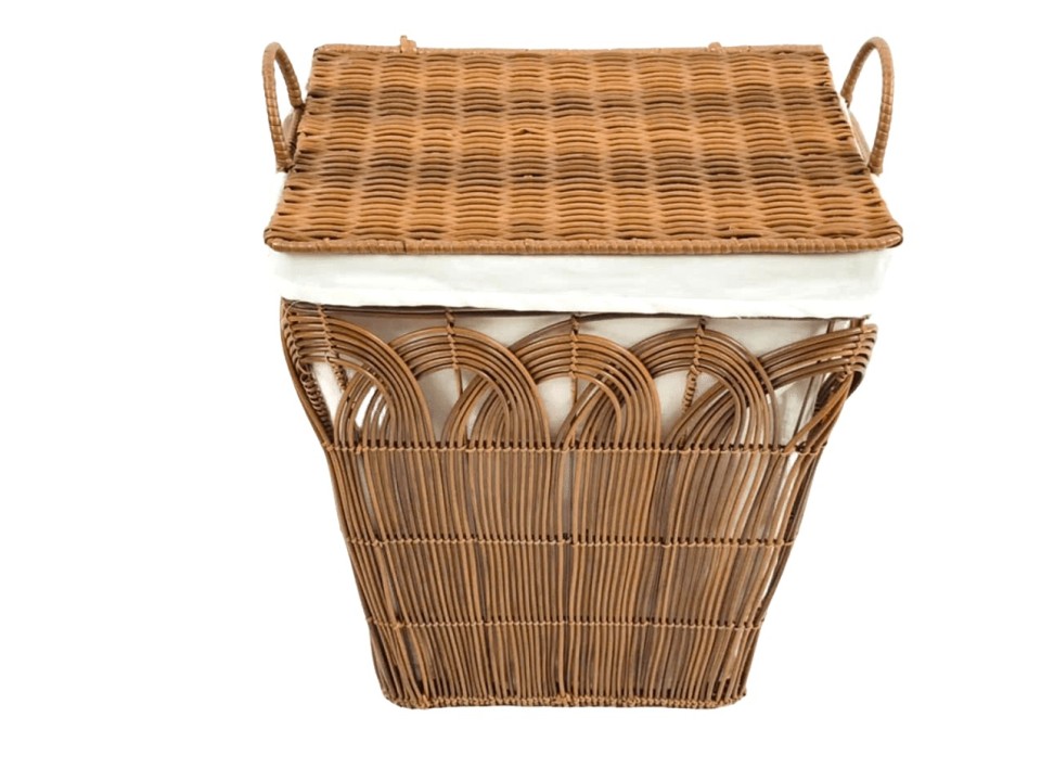 Handcrafted PE Resin Binding Weave Laundry Hamper with Collapsible Lid